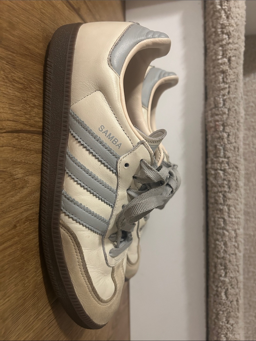Adidas Samba OG Cream & Light blue Low-Top Sneakers